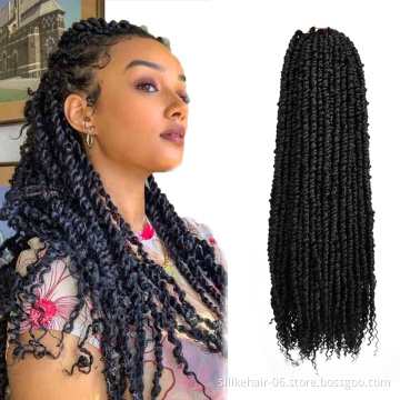 Hot Selling 24Inches Long Black Brown Red Pre-Twisted Bomb Spring Bulk Passion Twist Crochet Braiding Synthetic Hair Extensions